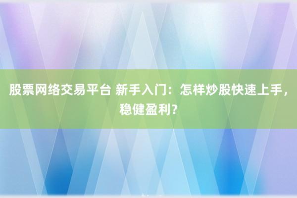 股票网络交易平台 新手入门：怎样炒股快速上手，稳健盈利？