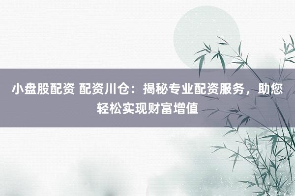 小盘股配资 配资川仓：揭秘专业配资服务，助您轻松实现财富增值