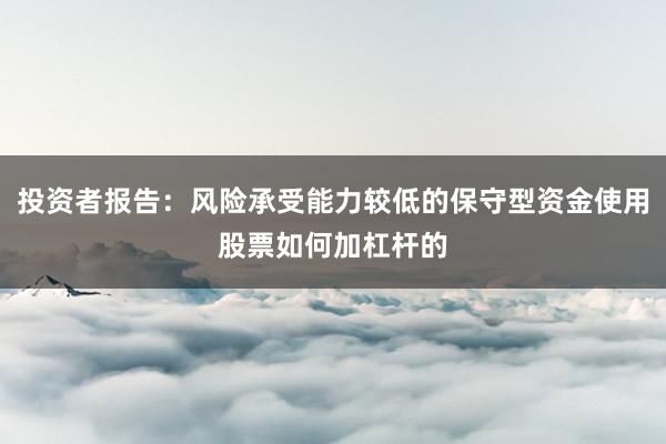 投资者报告：风险承受能力较低的保守型资金使用股票如何加杠杆的