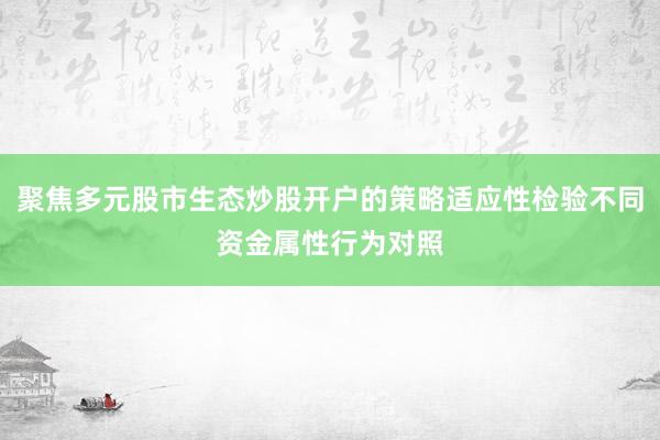聚焦多元股市生态炒股开户的策略适应性检验不同资金属性行为对照