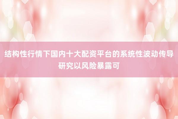 结构性行情下国内十大配资平台的系统性波动传导研究以风险暴露可