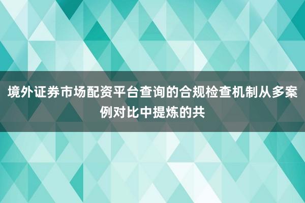 境外证券市场配资平台查询的合规检查机制从多案例对比中提炼的共