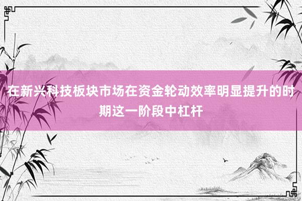 在新兴科技板块市场在资金轮动效率明显提升的时期这一阶段中杠杆