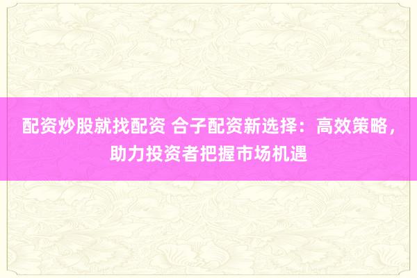 配资炒股就找配资 合子配资新选择：高效策略，助力投资者把握市场机遇