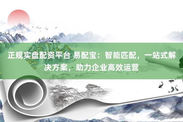 正规实盘配资平台 易配宝：智能匹配，一站式解决方案，助力企业高效运营