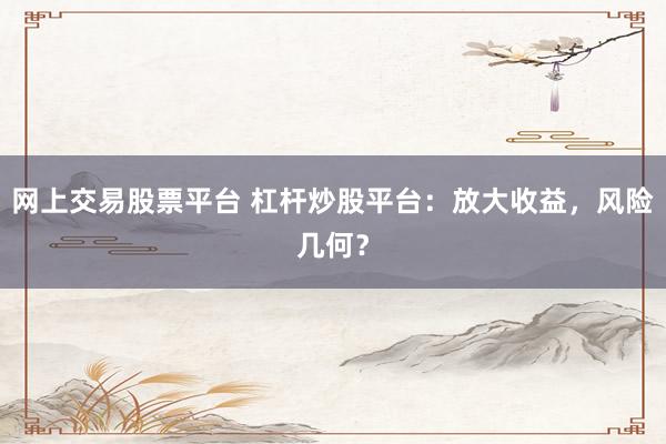 网上交易股票平台 杠杆炒股平台：放大收益，风险几何？